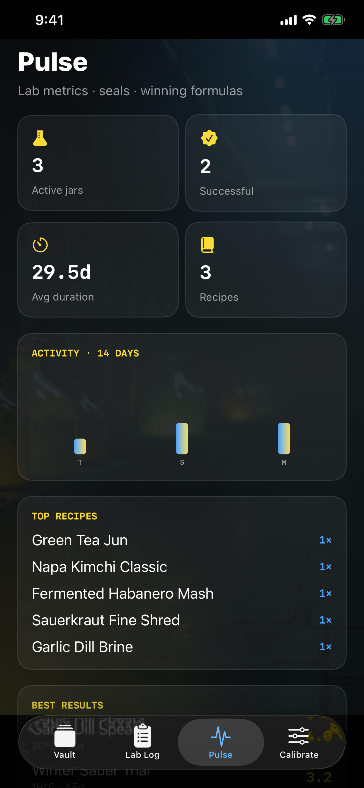Pulse stats screen